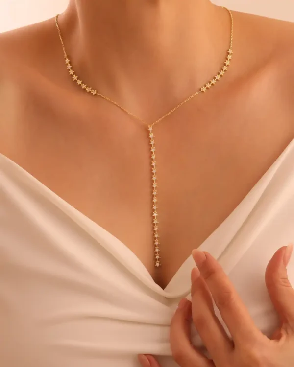 Yıldızlı Y Model Kolye Gümüş