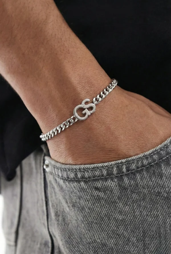 İki Harf Unisex Bileklik Gümüş