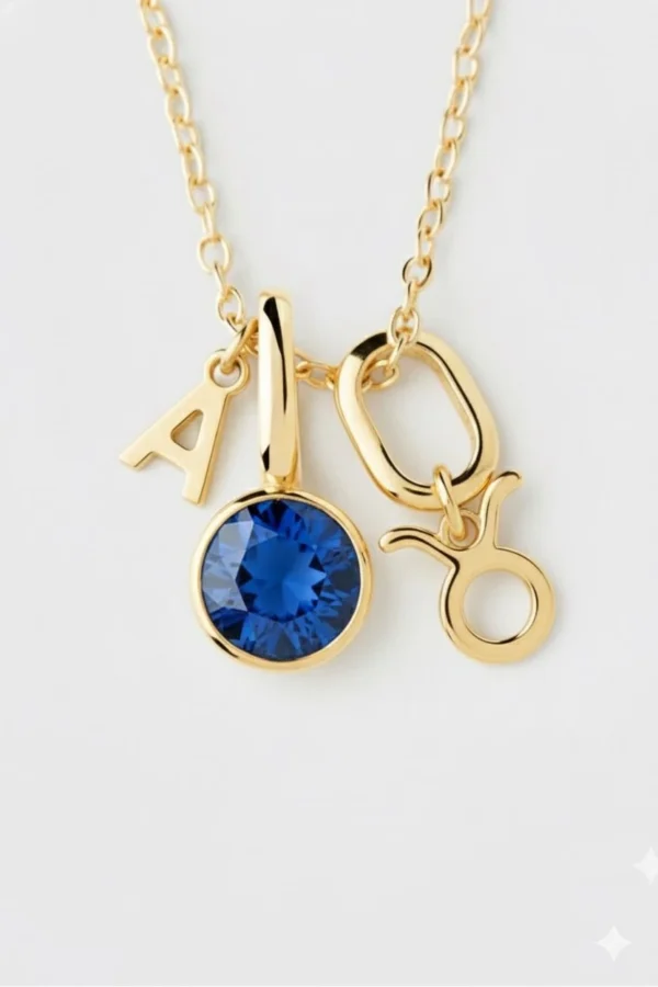 Zodiac Doğum Taşı Senin İmzan Charm Kolye Gümüş